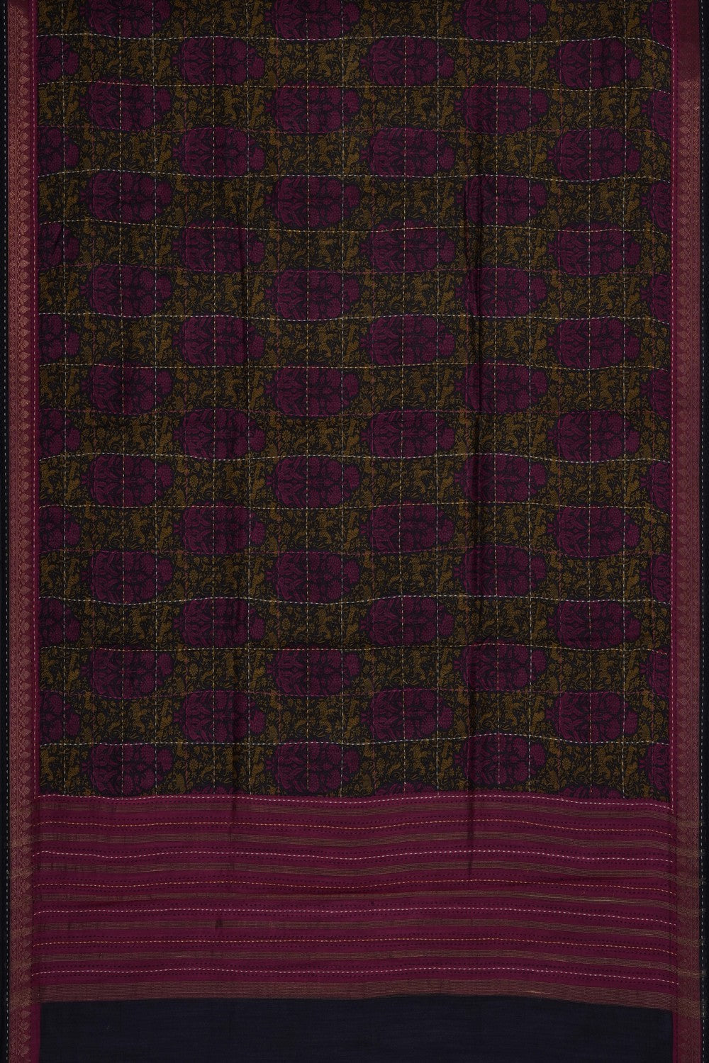 Image of Tussar Silk Kantha Stitch Saree