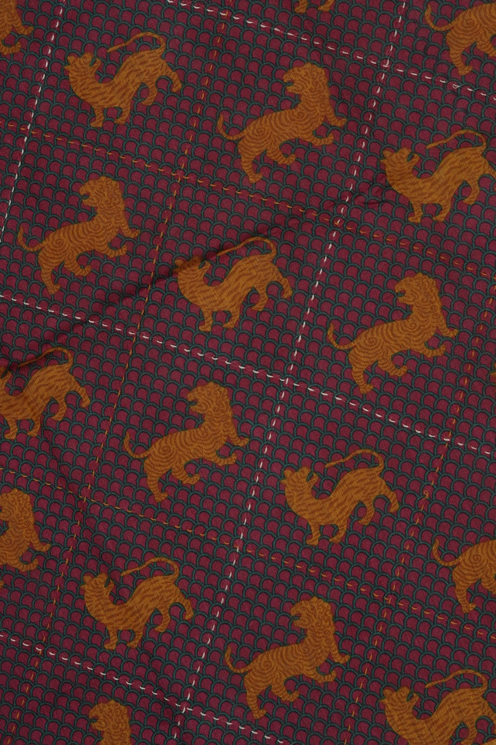 Image of Tussar Silk Kantha Stitch Saree