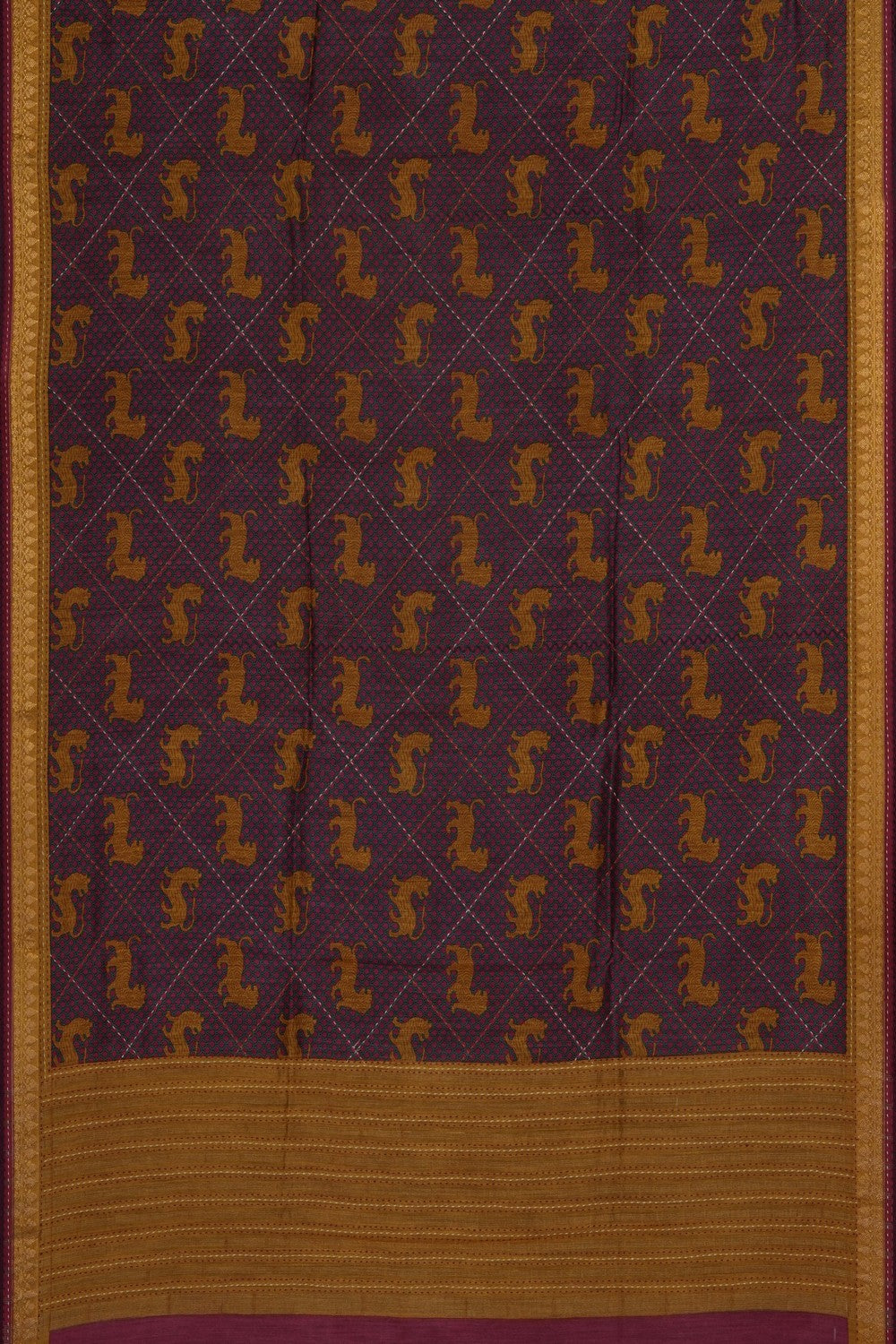 Image of Tussar Silk Kantha Stitch Saree