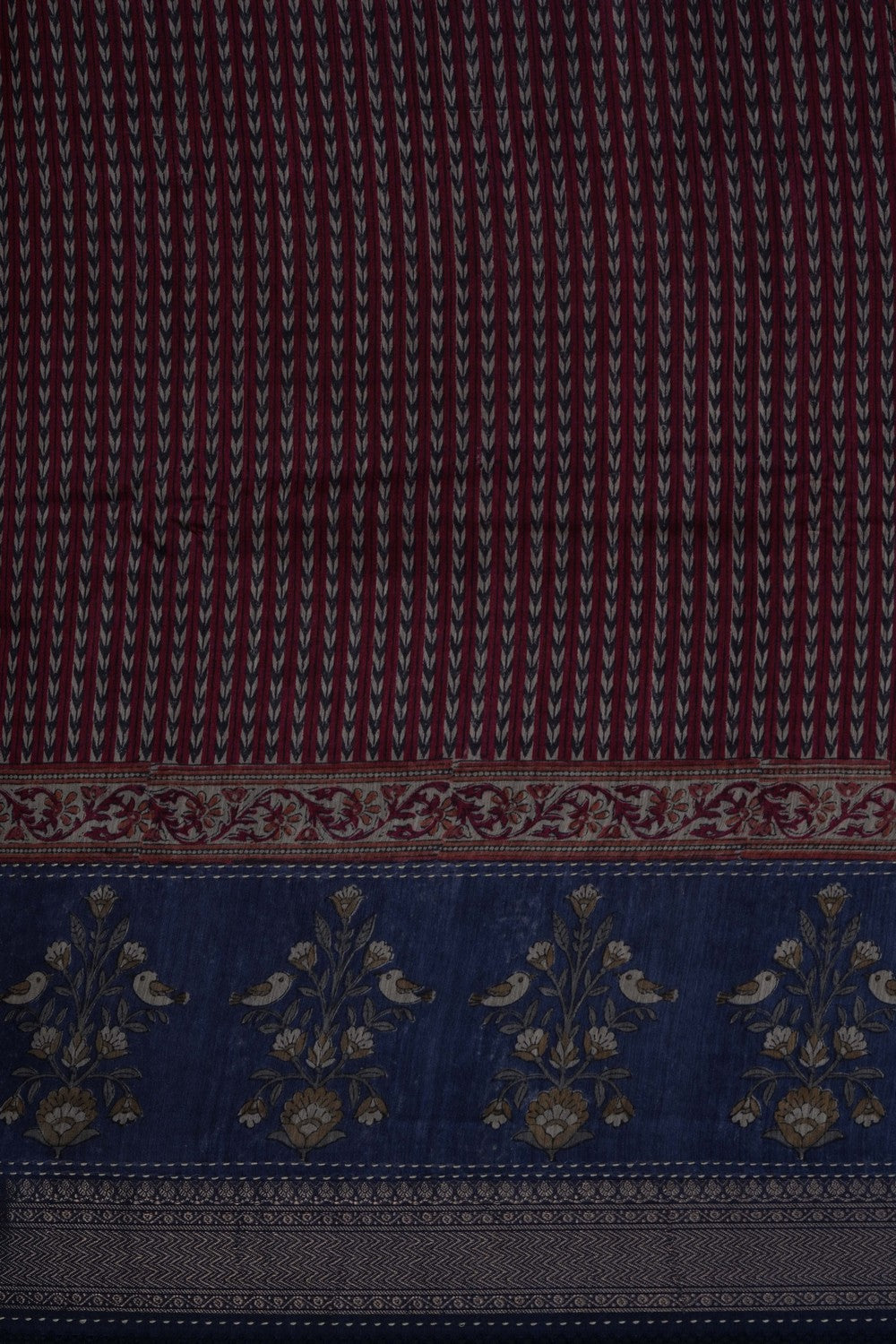 Image of Tussar Silk Kantha Stitch Saree
