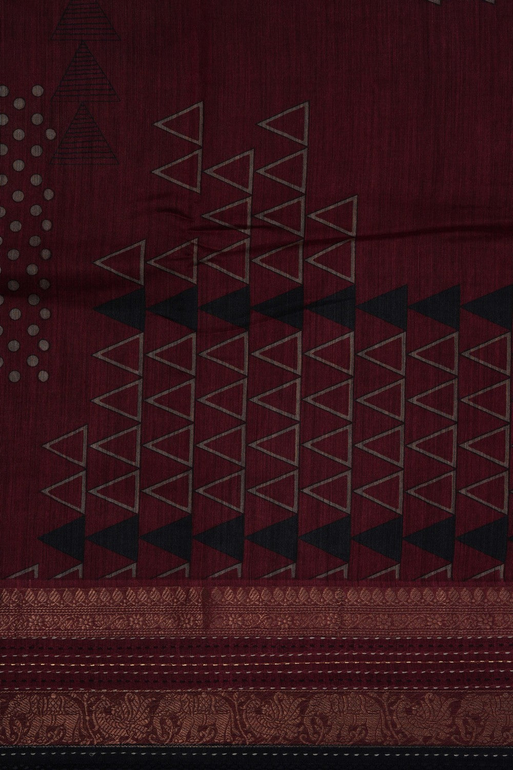 Image of Tussar Silk Kantha Stitch Saree
