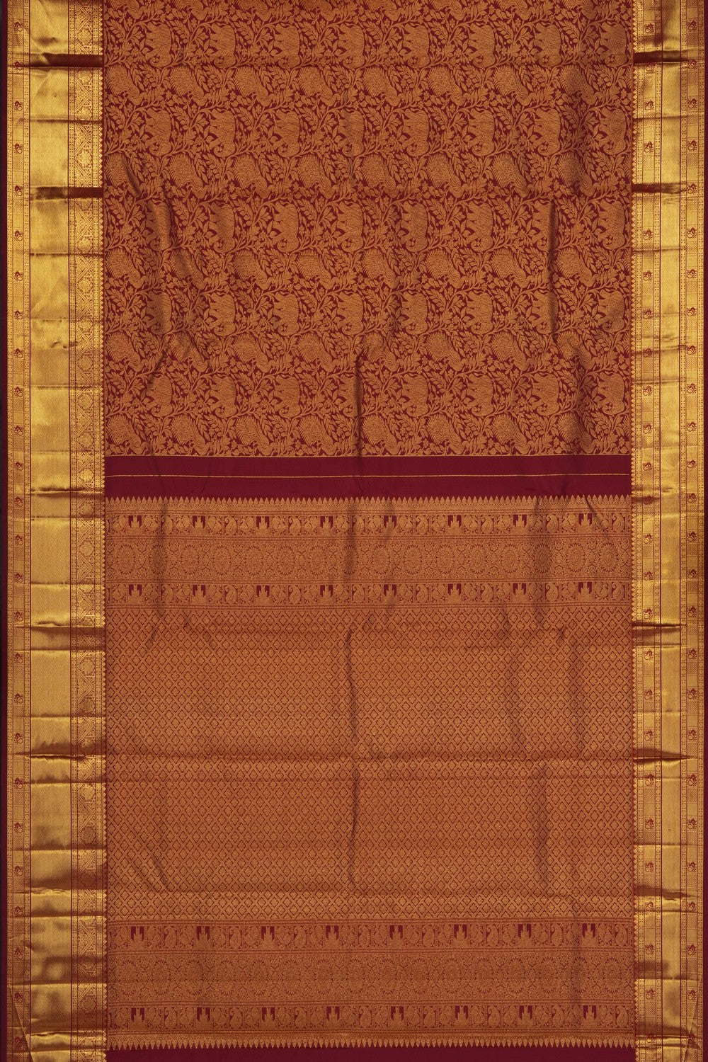 Image of Red Kanchipattu Brocade Saree
