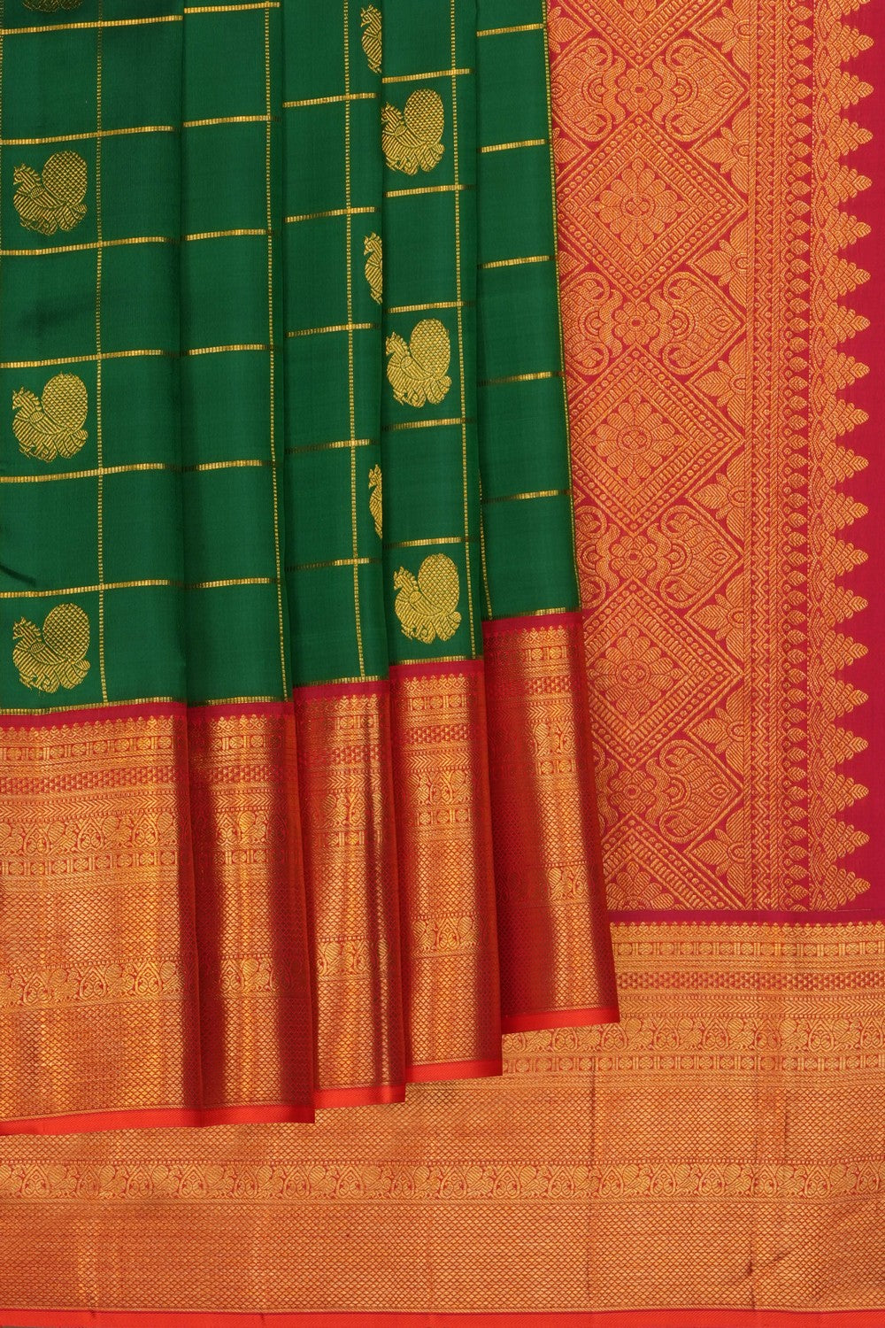 Image of Green Kanchipattu Kattam Saree