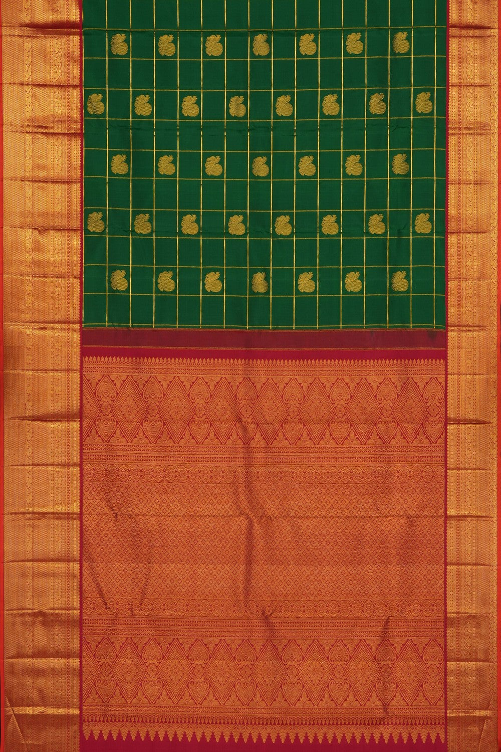 Image of Green Kanchipattu Kattam Saree