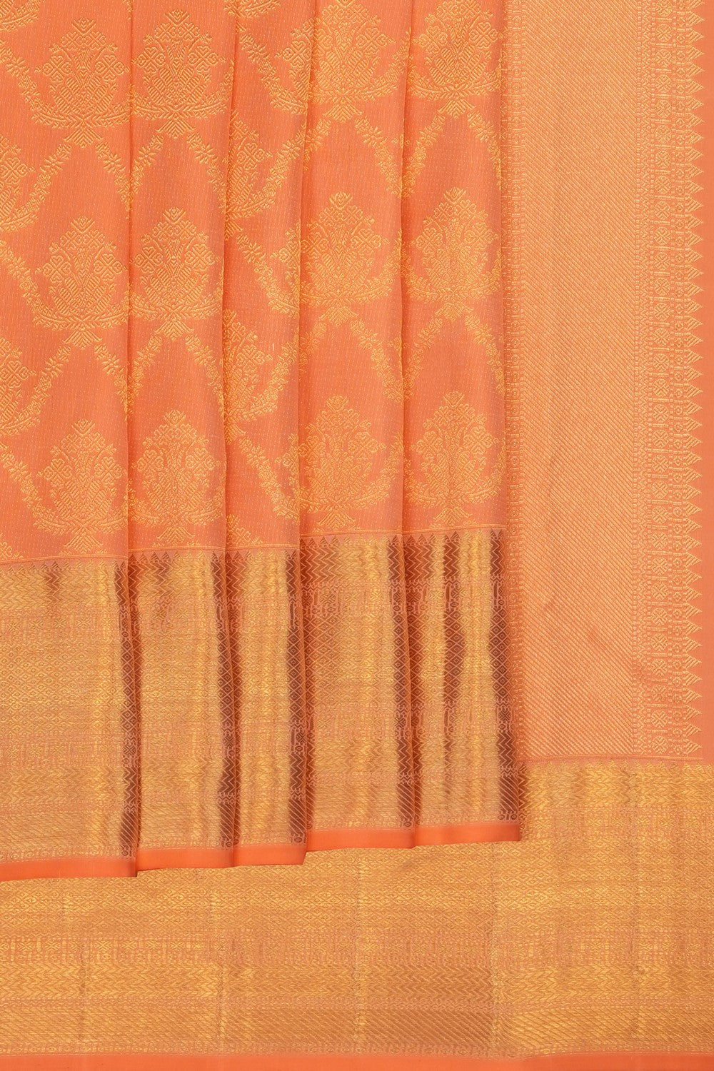 Image of Peach Kanchipattu Brocade Saree
