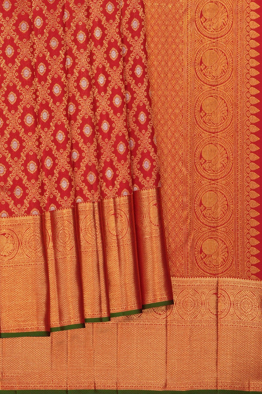 Image of Red Kanchipattu Brocade Saree