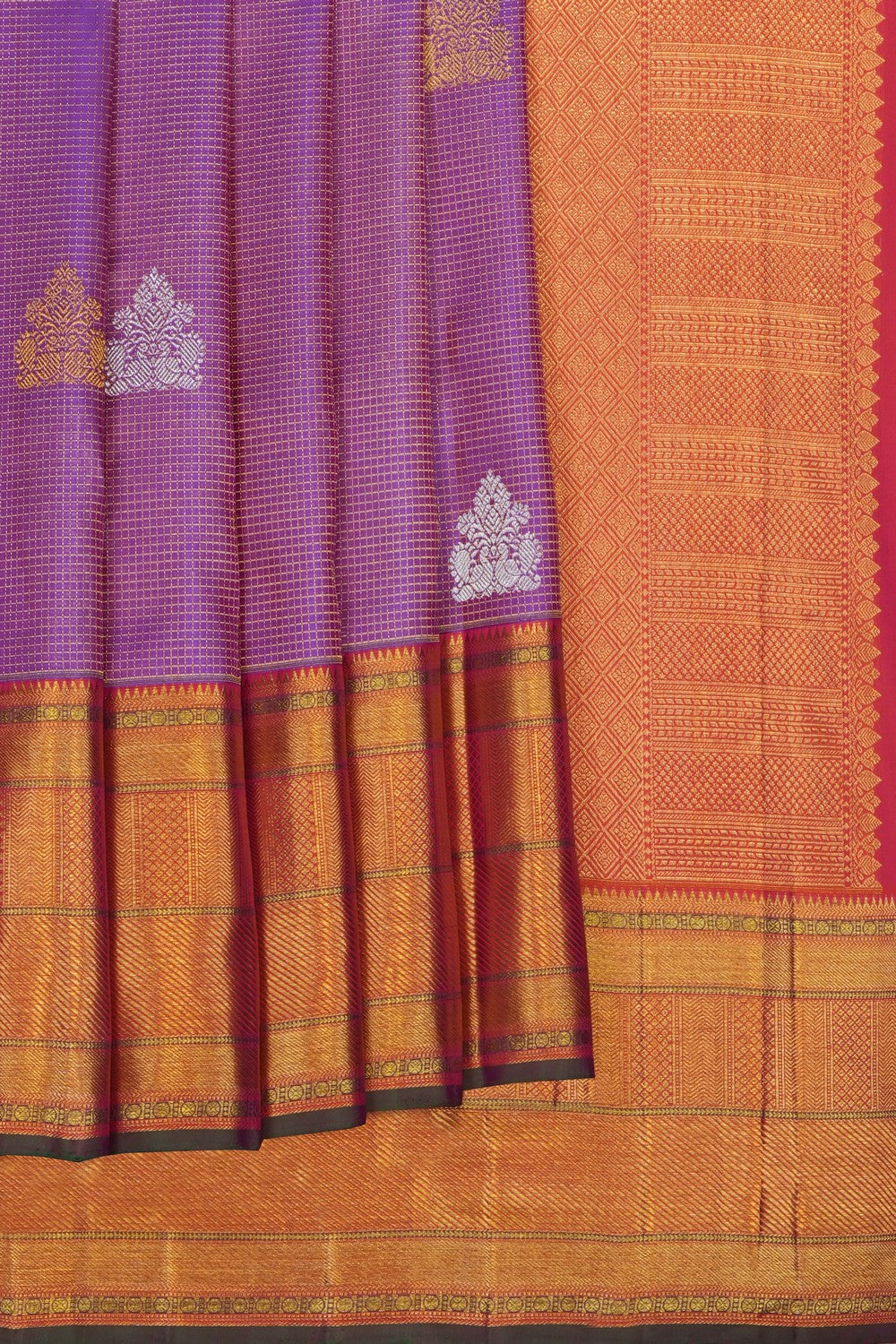 Image of Purple Kanchipattu Kattam Saree