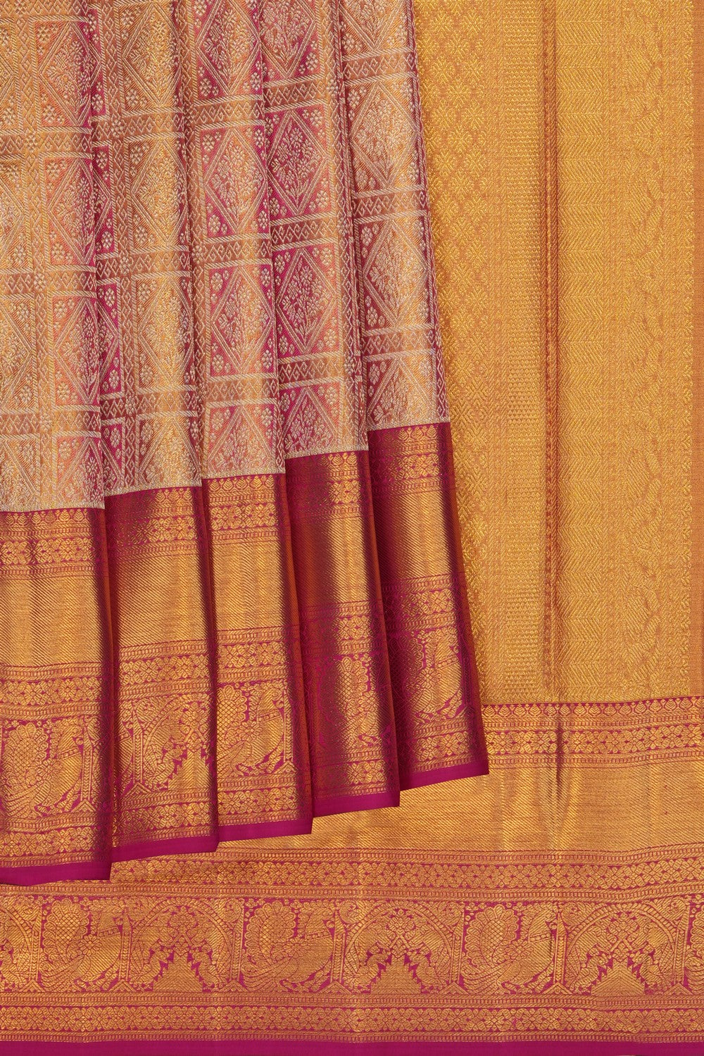 Image of Fuchsia-Pink Kanchipattu Brocade Saree
