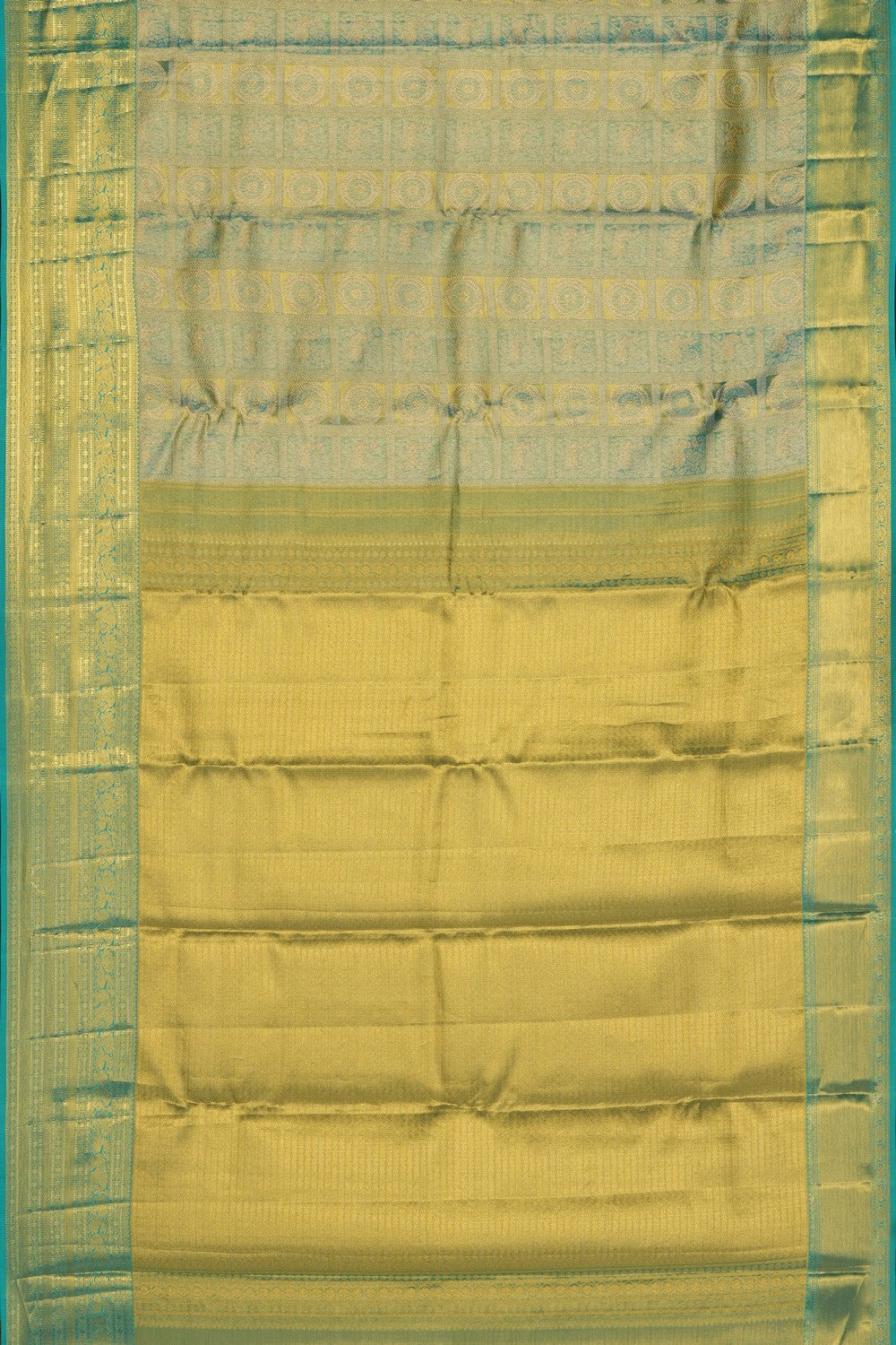 Image of Turquoise Green Kanchipattu Brocade Saree