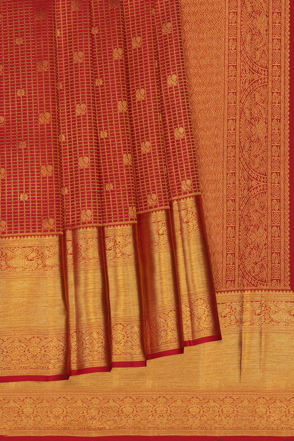 Image of Red Kanchipattu Brocade Saree