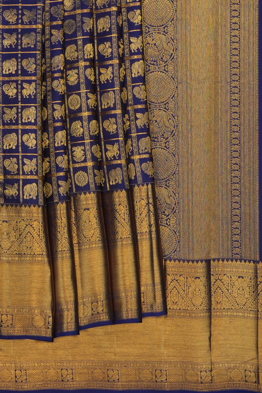 Image of Indigo Blue Kanchipattu Brocade Saree