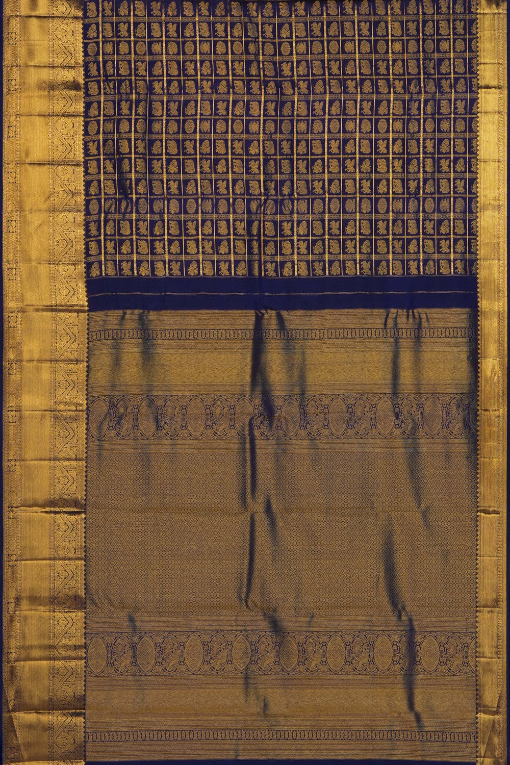 Image of Indigo Blue Kanchipattu Brocade Saree