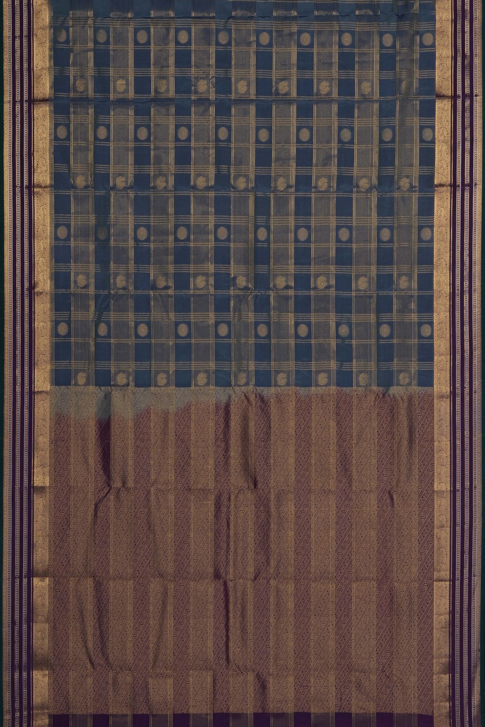Image of Grey South Silk Kattam Saree
