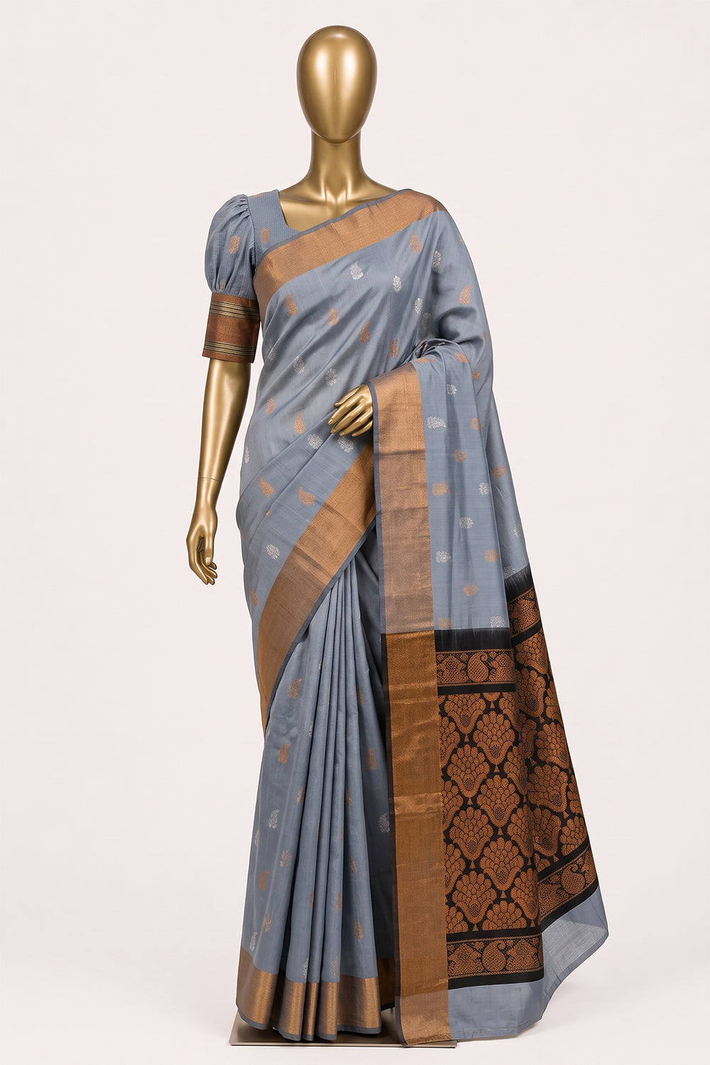 Image of Grey Uppada Silk Saree