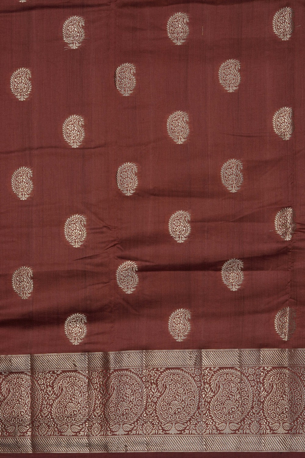 Image of Caramel Brown Banarasi Chiniya Silk Saree