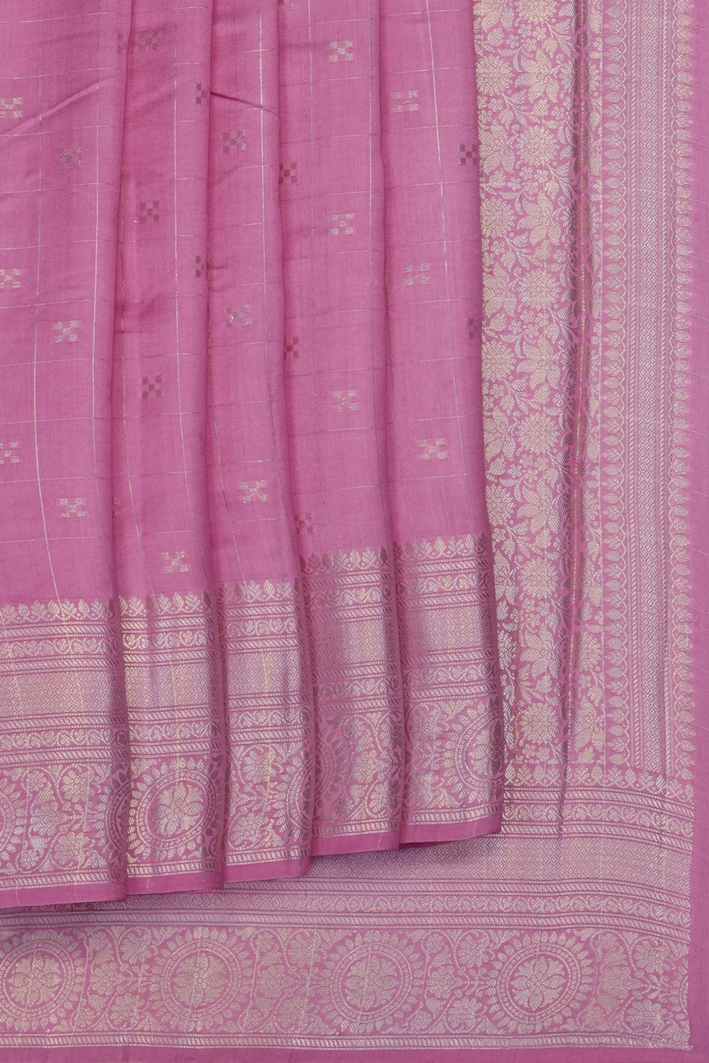 Image of Lavender-Pink Banarasi Chiniya Silk Saree