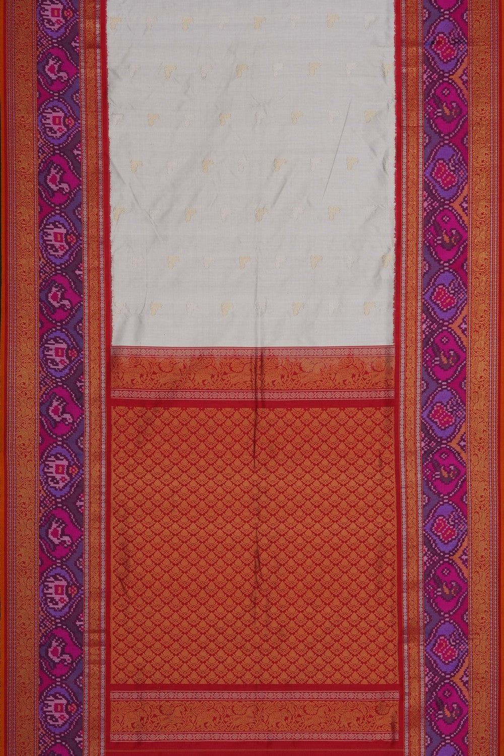 Image of Ivory Off-White Pochampally Silk Saree