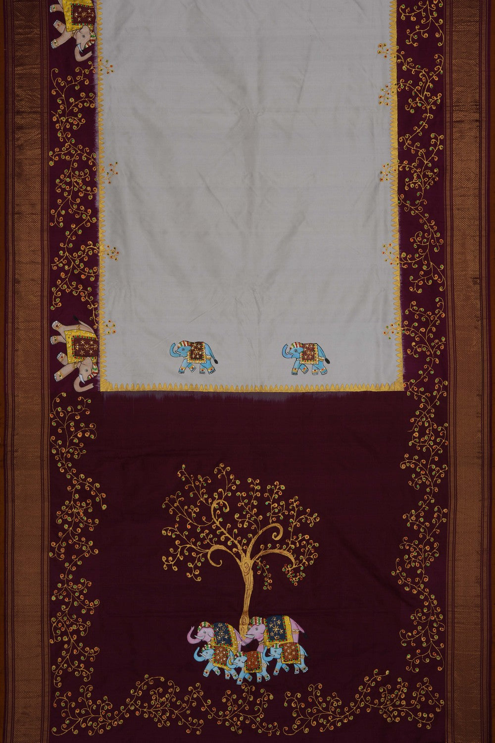 Image of A Fusion Tanjore Pochampally Saree