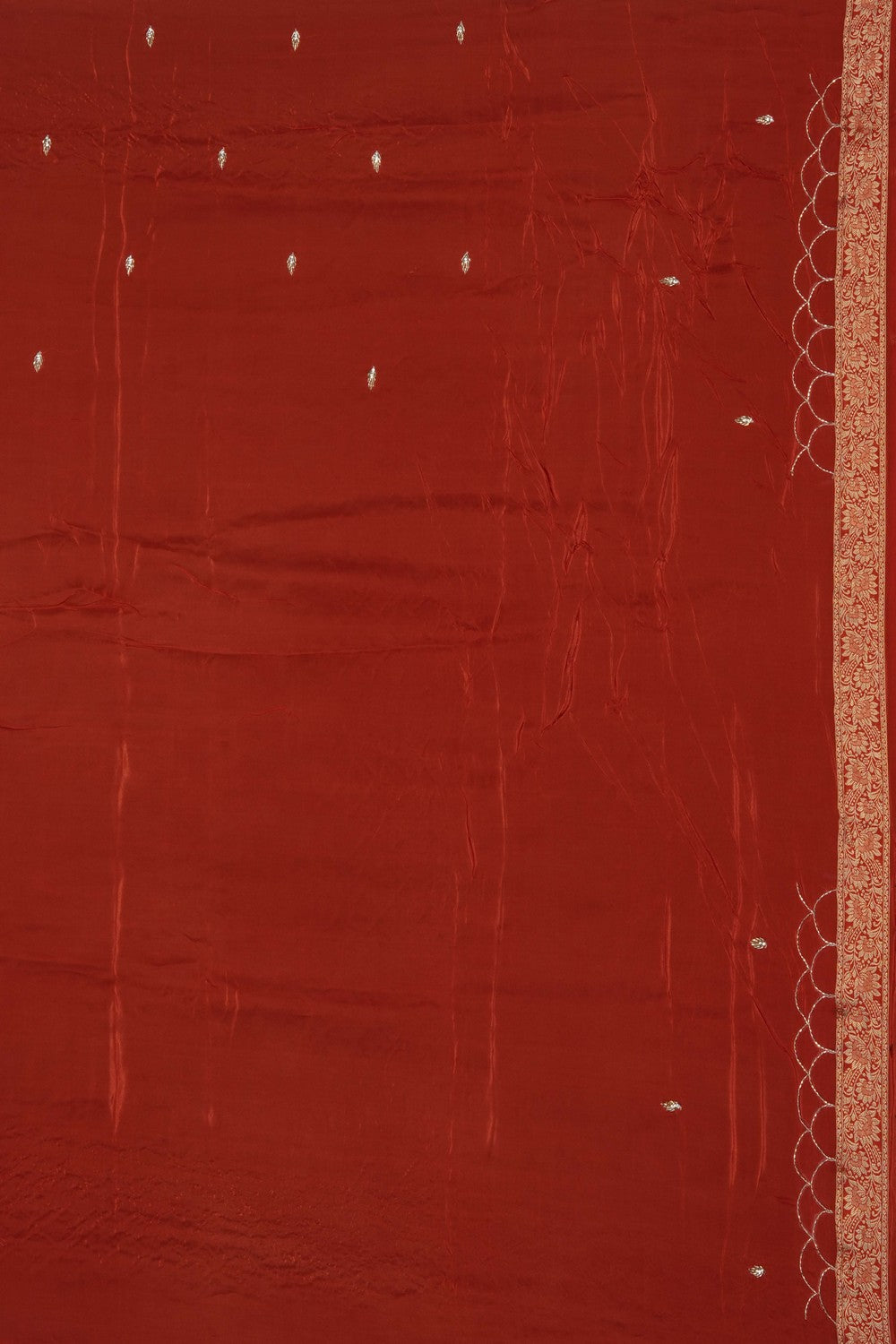 Image of Orange Silk Embroidery Saree
