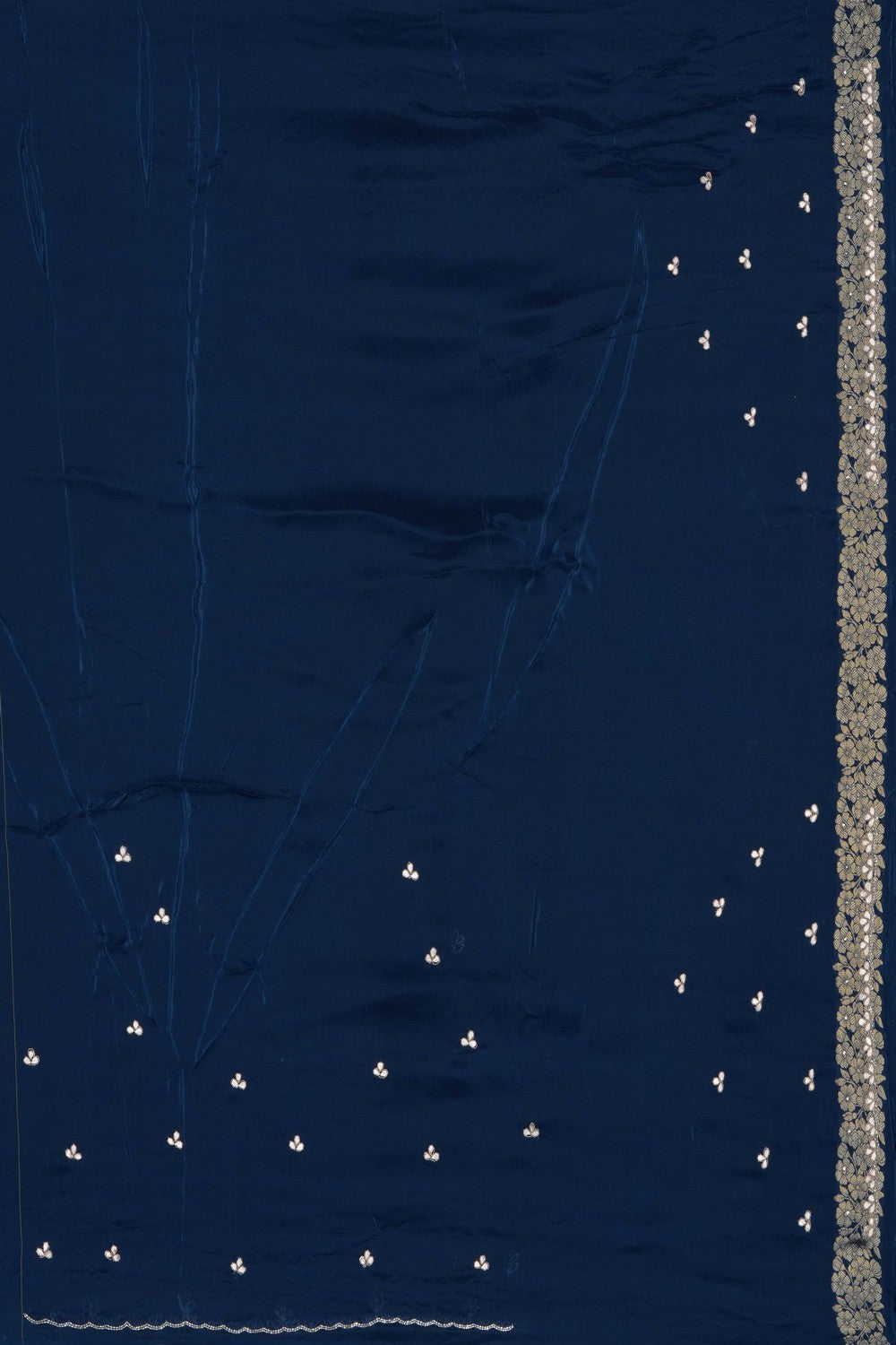 Image of Blue Silk Embroidery Saree