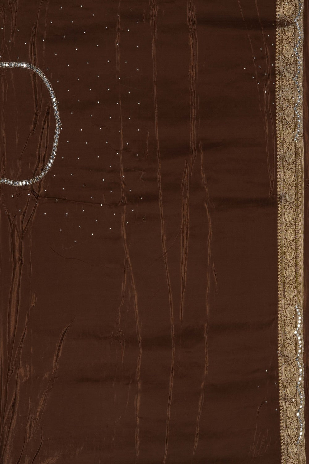 Image of Brown Silk Embroidery Saree