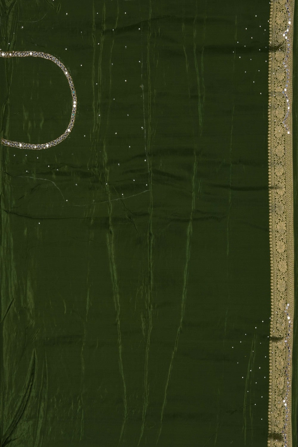 Image of Green Silk Embroidery Saree