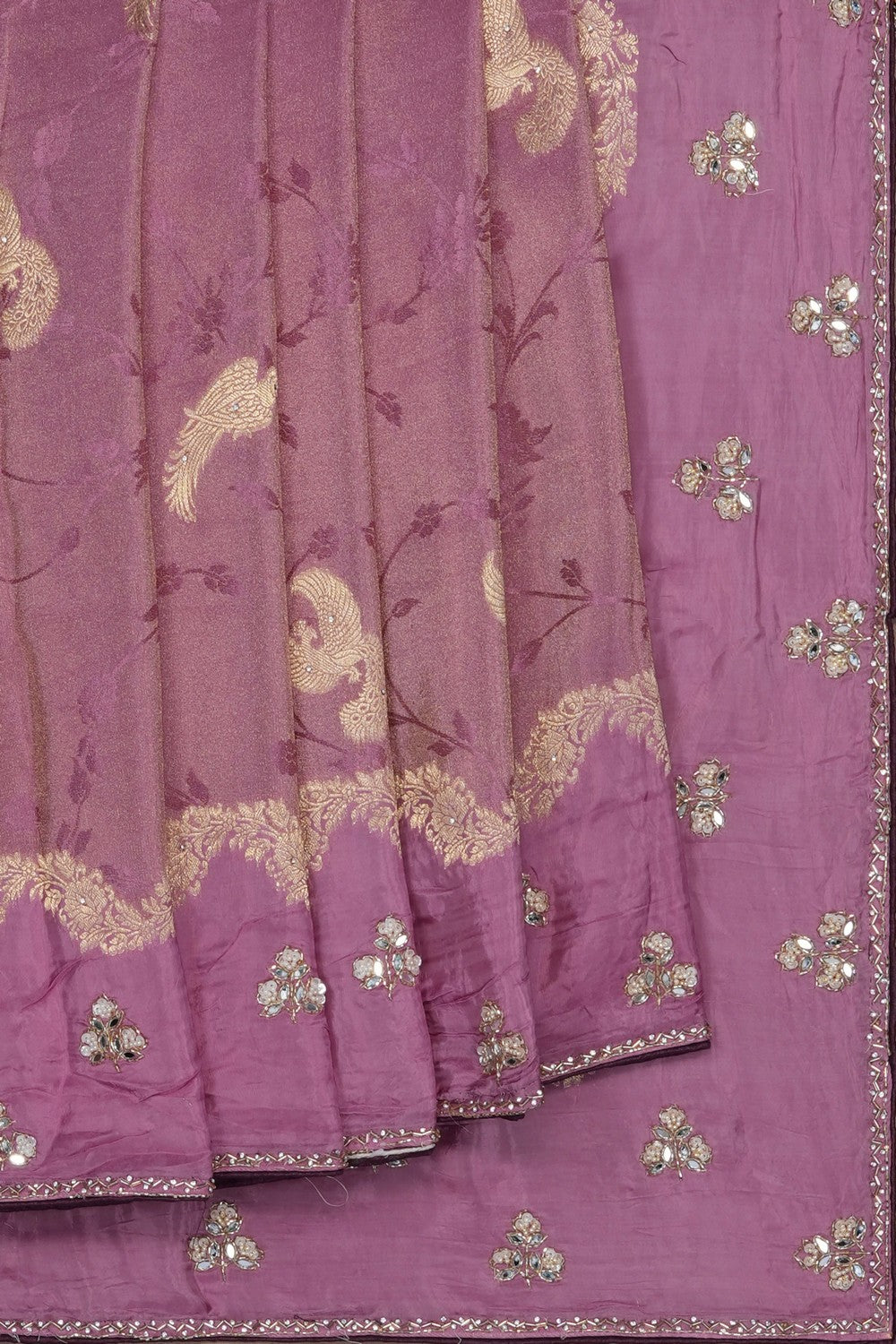 Image of Pink Silk Embroidery Saree