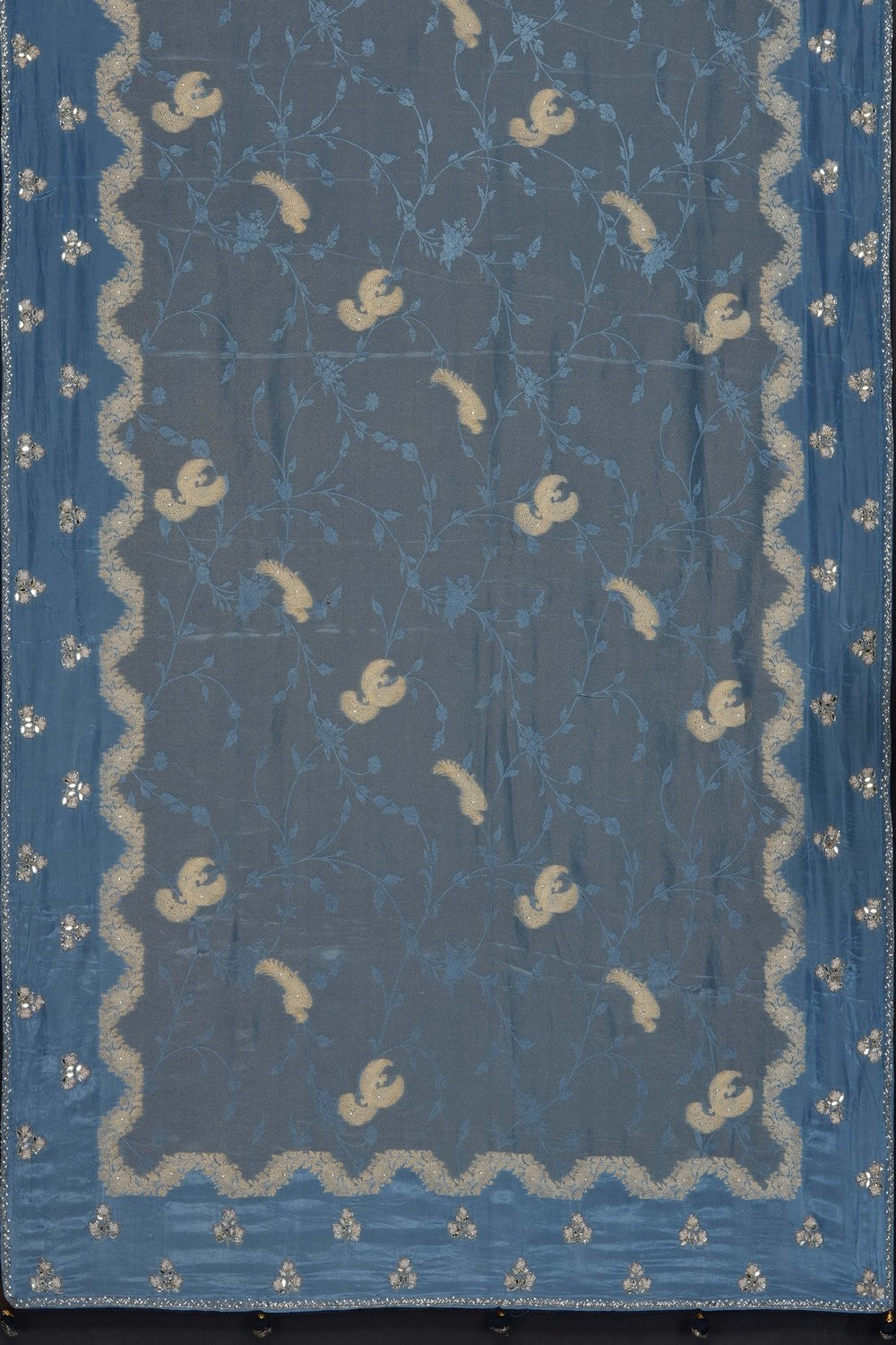 Image of Smoky Grey Silk Embroidery Saree