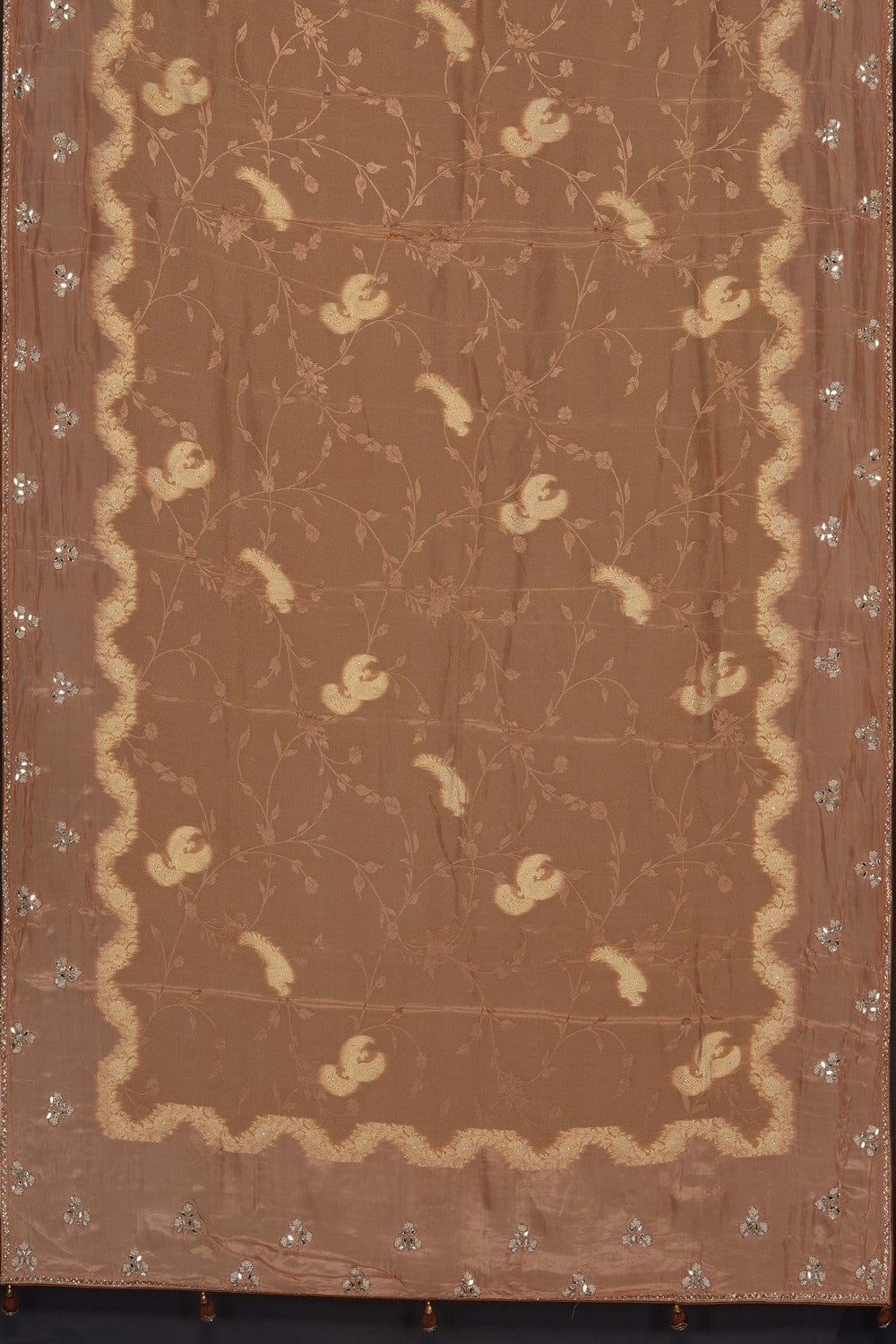 Image of Brown Silk Embroidery Saree