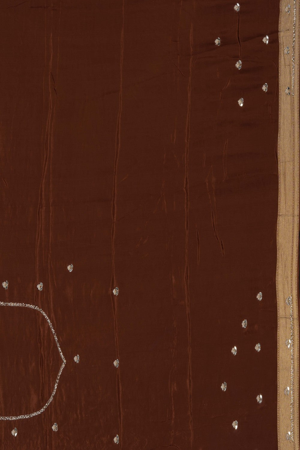 Image of Brown Silk Embroidery Saree