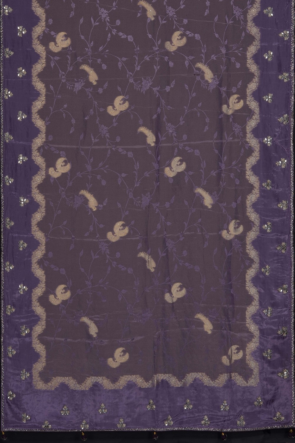 Image of Purple Silk Embroidery Saree