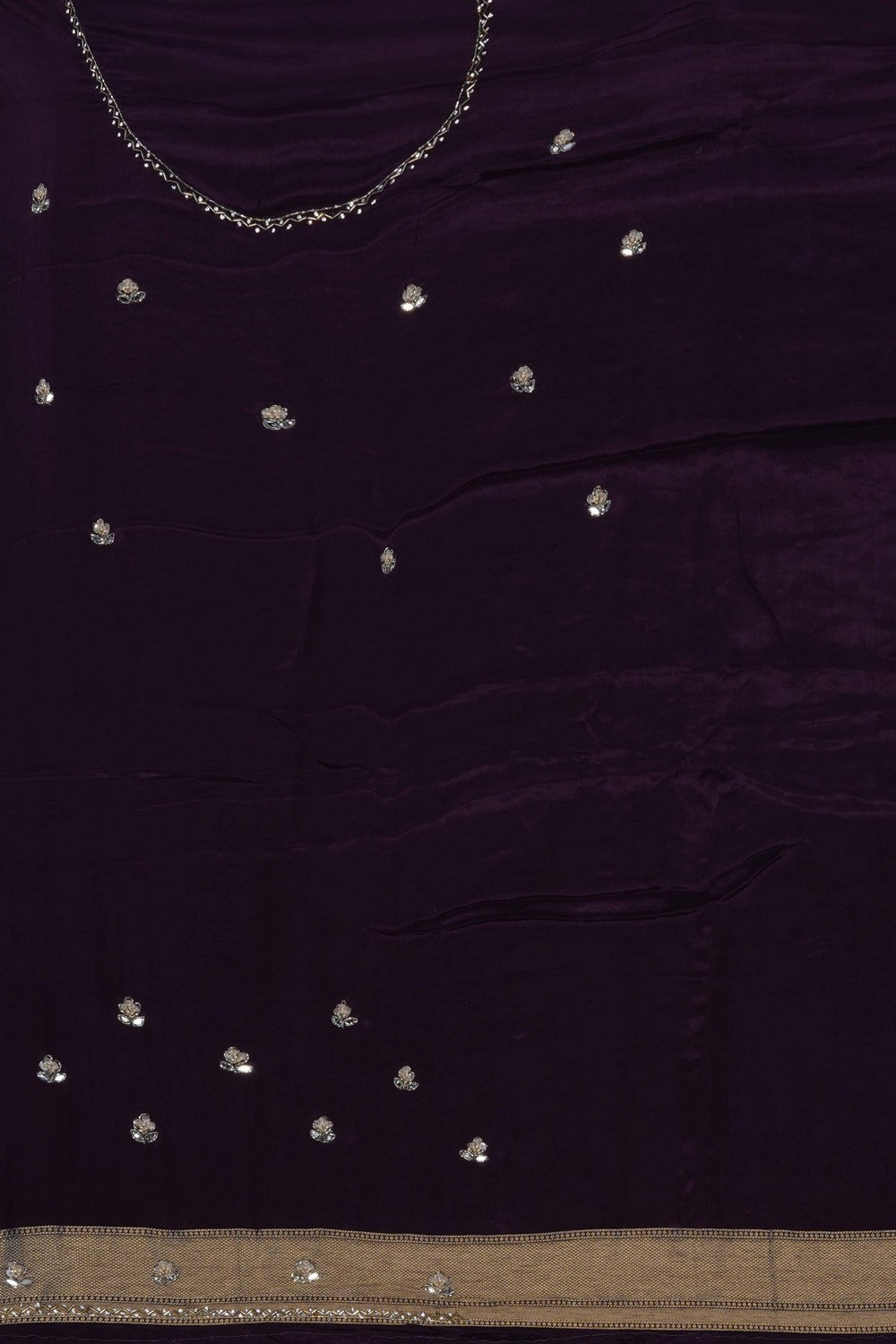 Image of Purple Silk Embroidery Saree