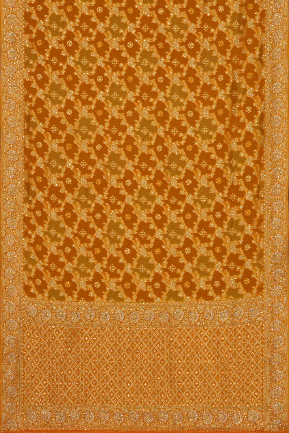 Image of Yellow Georgette Embroidery Saree