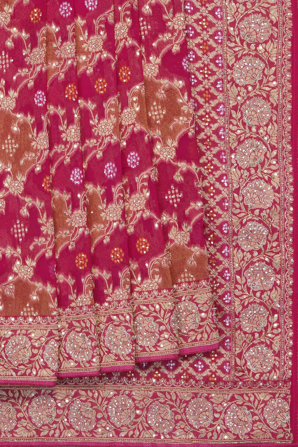 Image of Pink Georgette Embroidery Saree