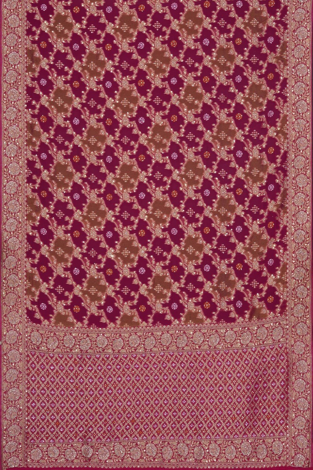 Image of Pink Georgette Embroidery Saree
