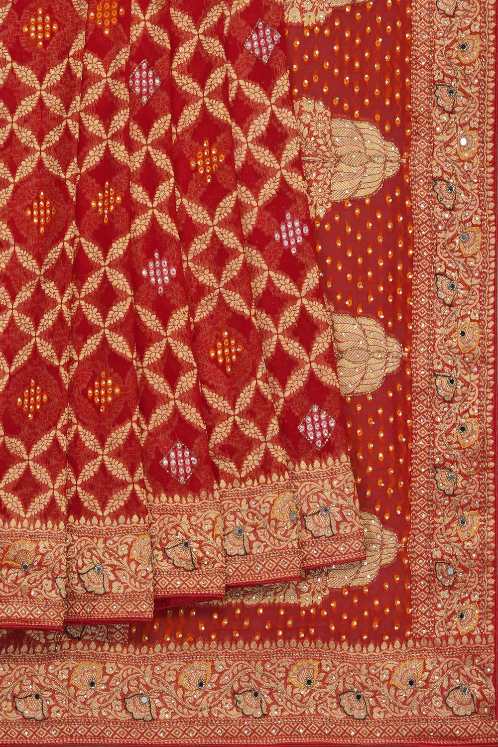 Image of Red Georgette Embroidery Saree