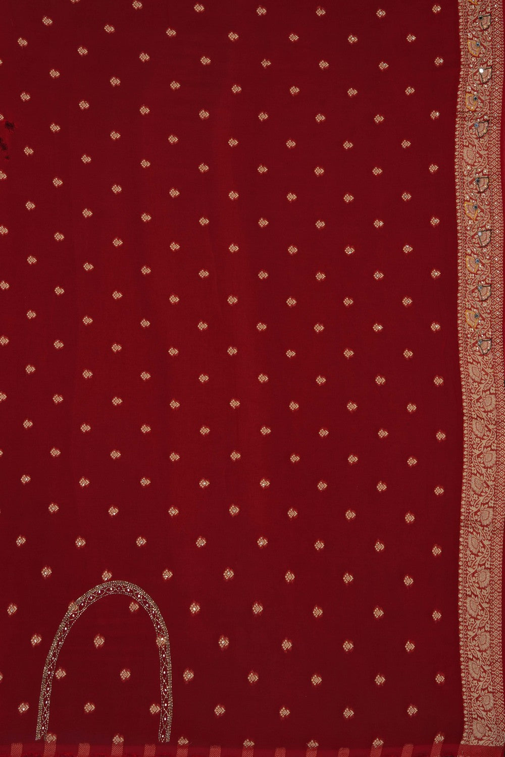 Image of Red Georgette Embroidery Saree