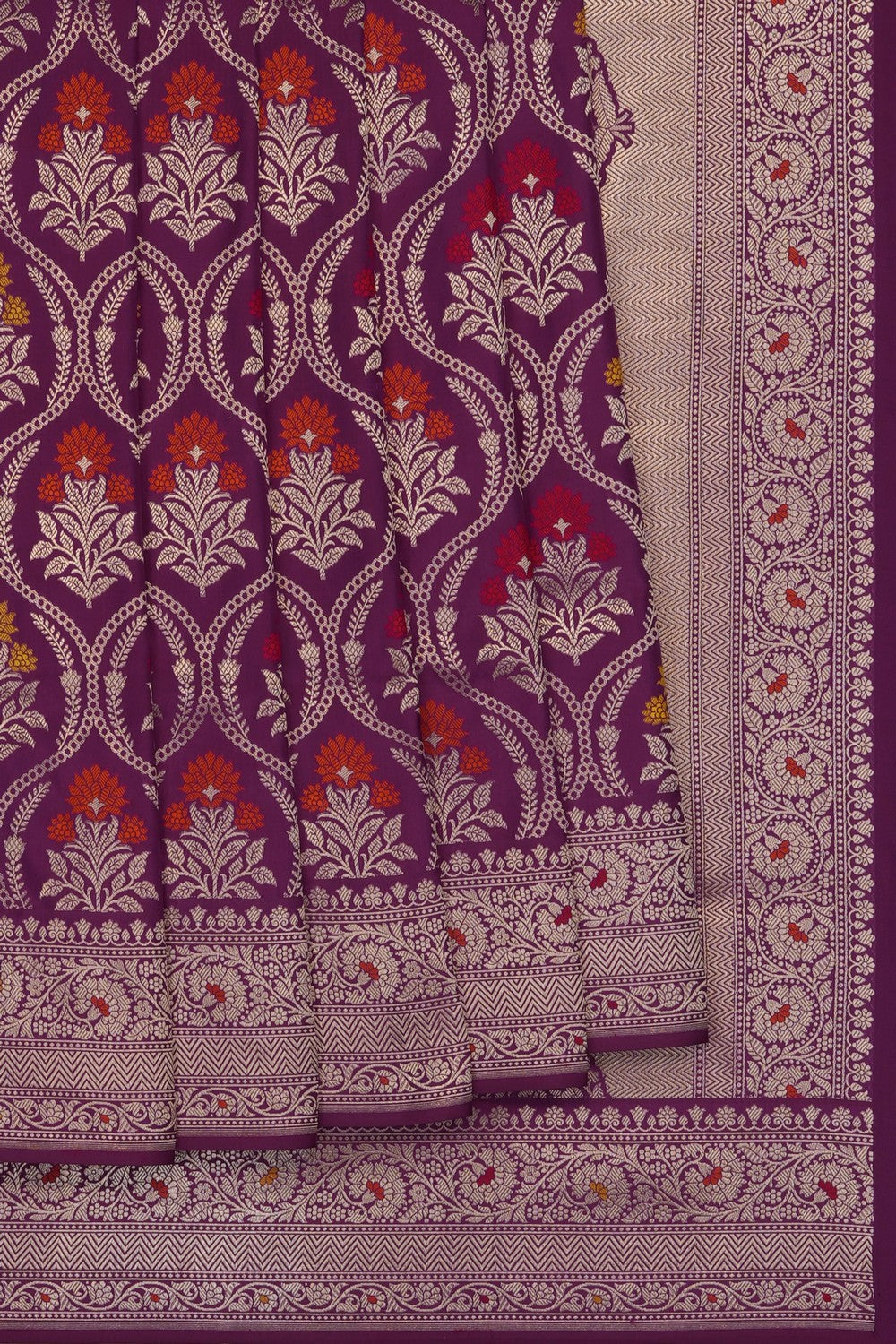 Image of Purple Banarasi Brocade Katan Silk Saree