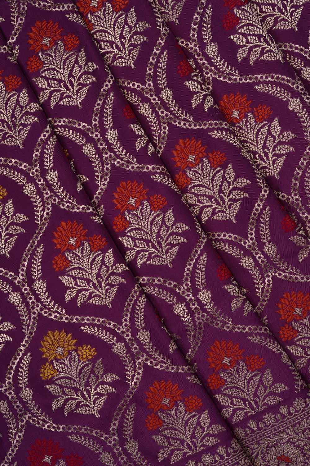 Image of Purple Banarasi Brocade Katan Silk Saree