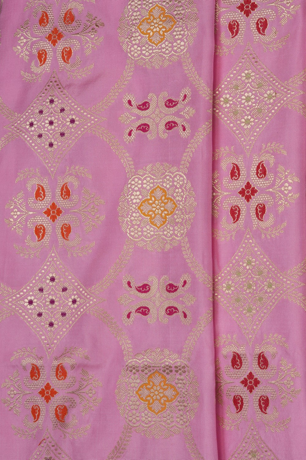 Image of Pink Banarasi Brocade Katan Silk Saree