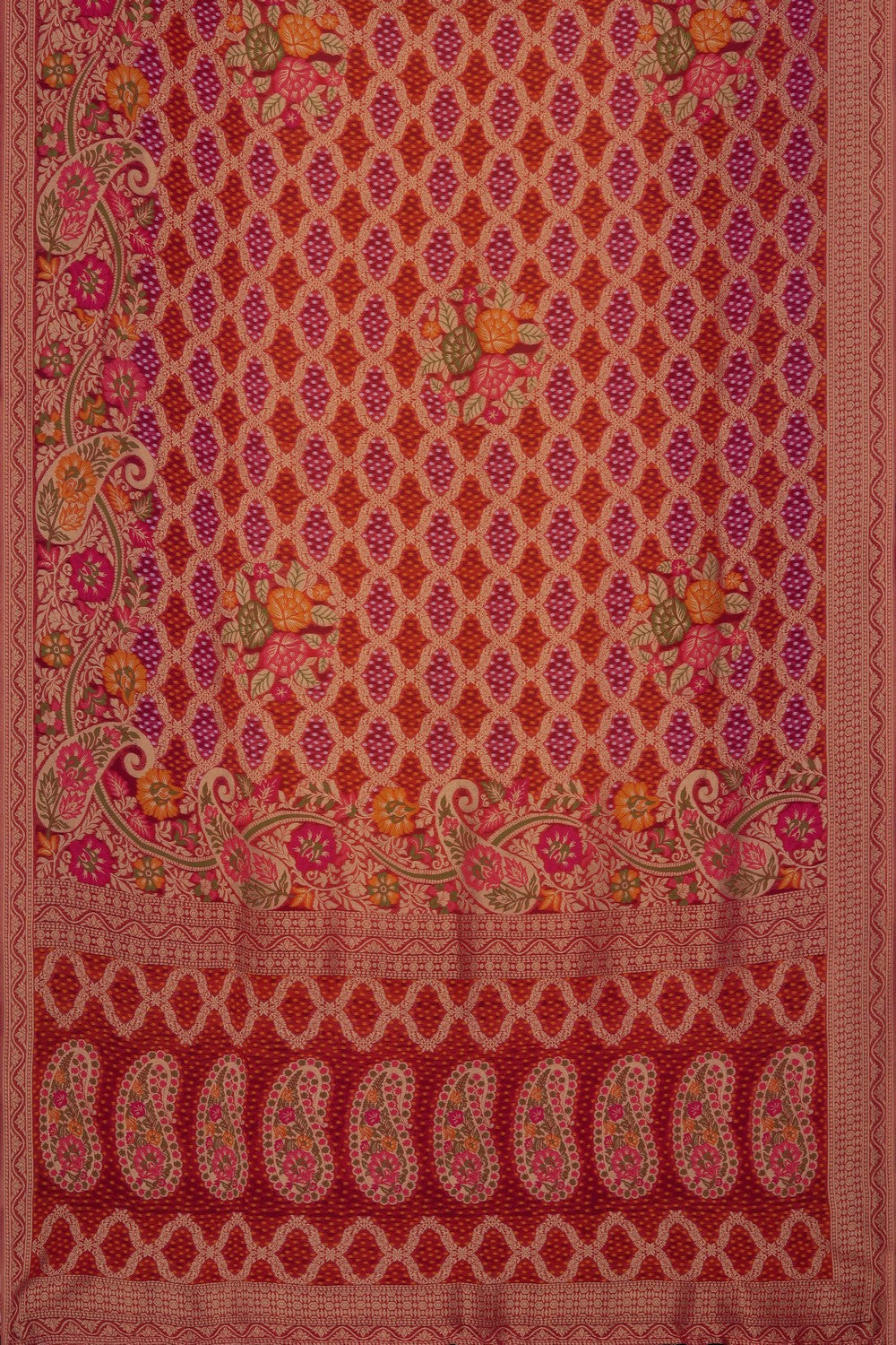 Image of Red Bandhani Georgette Saree