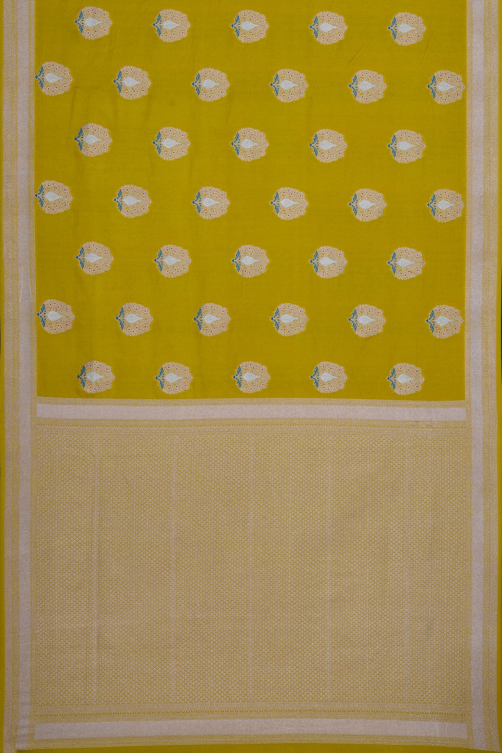 Image of Spring Yellow Banarasi Silk Saree