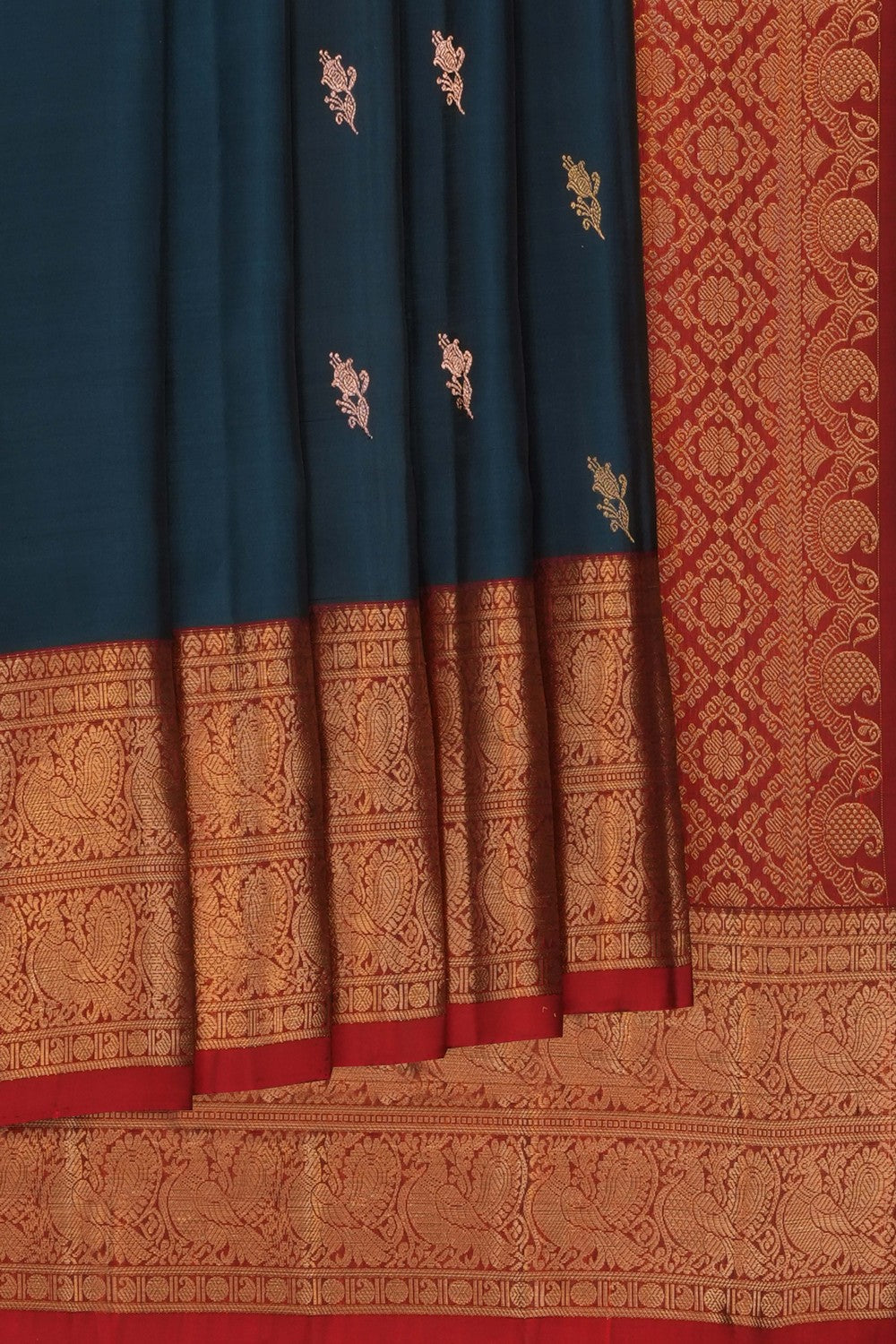 Image of Peacock Blue Kanchipattu Saree