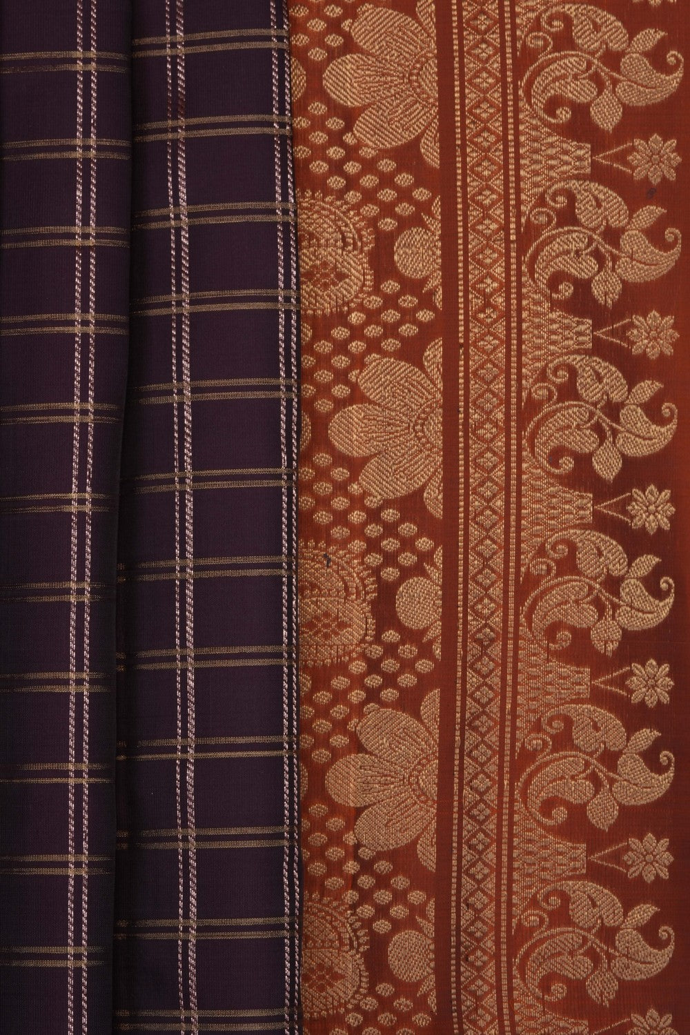Image of Brown Kanchipattu Kattam Saree