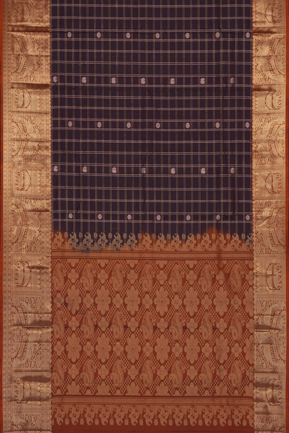 Image of Brown Kanchipattu Kattam Saree
