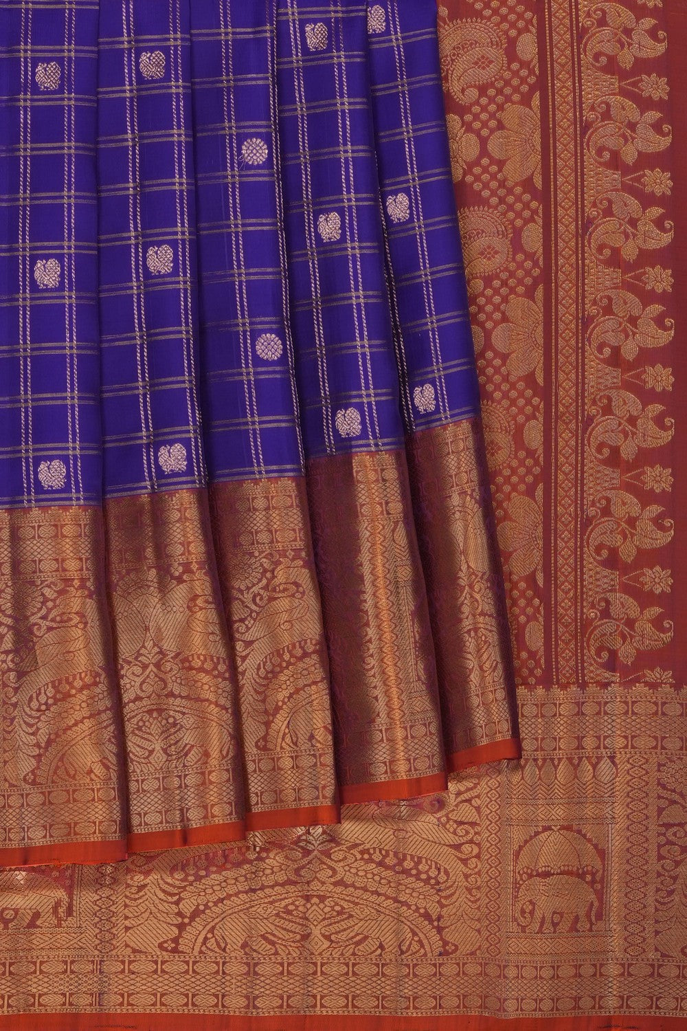 Image of Purple Kanchipattu Kattam Saree