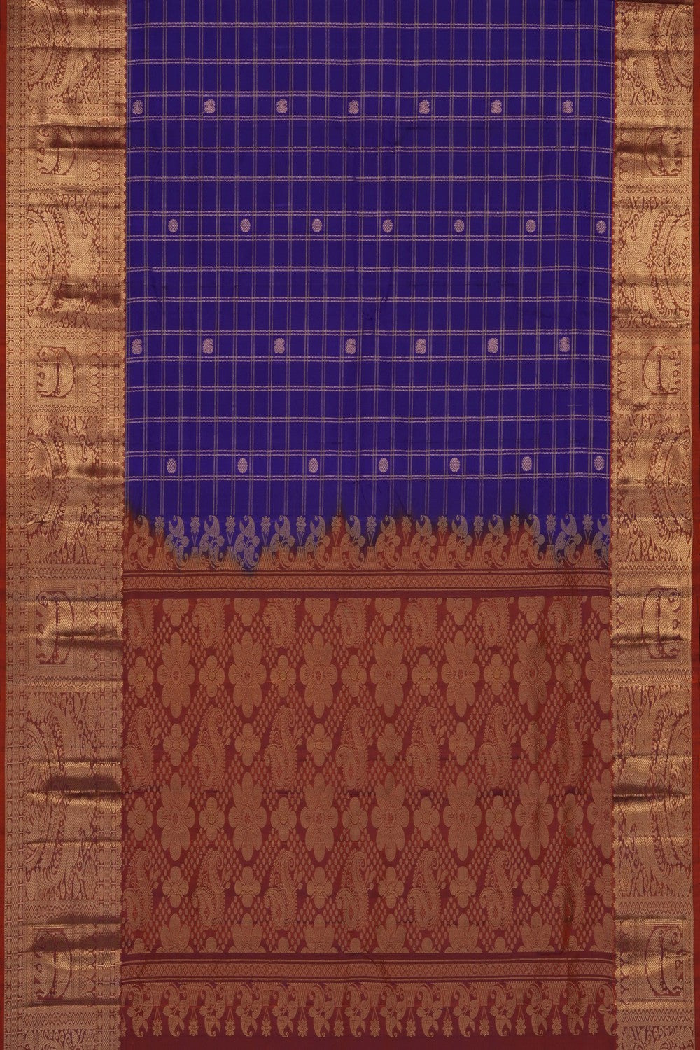 Image of Purple Kanchipattu Kattam Saree