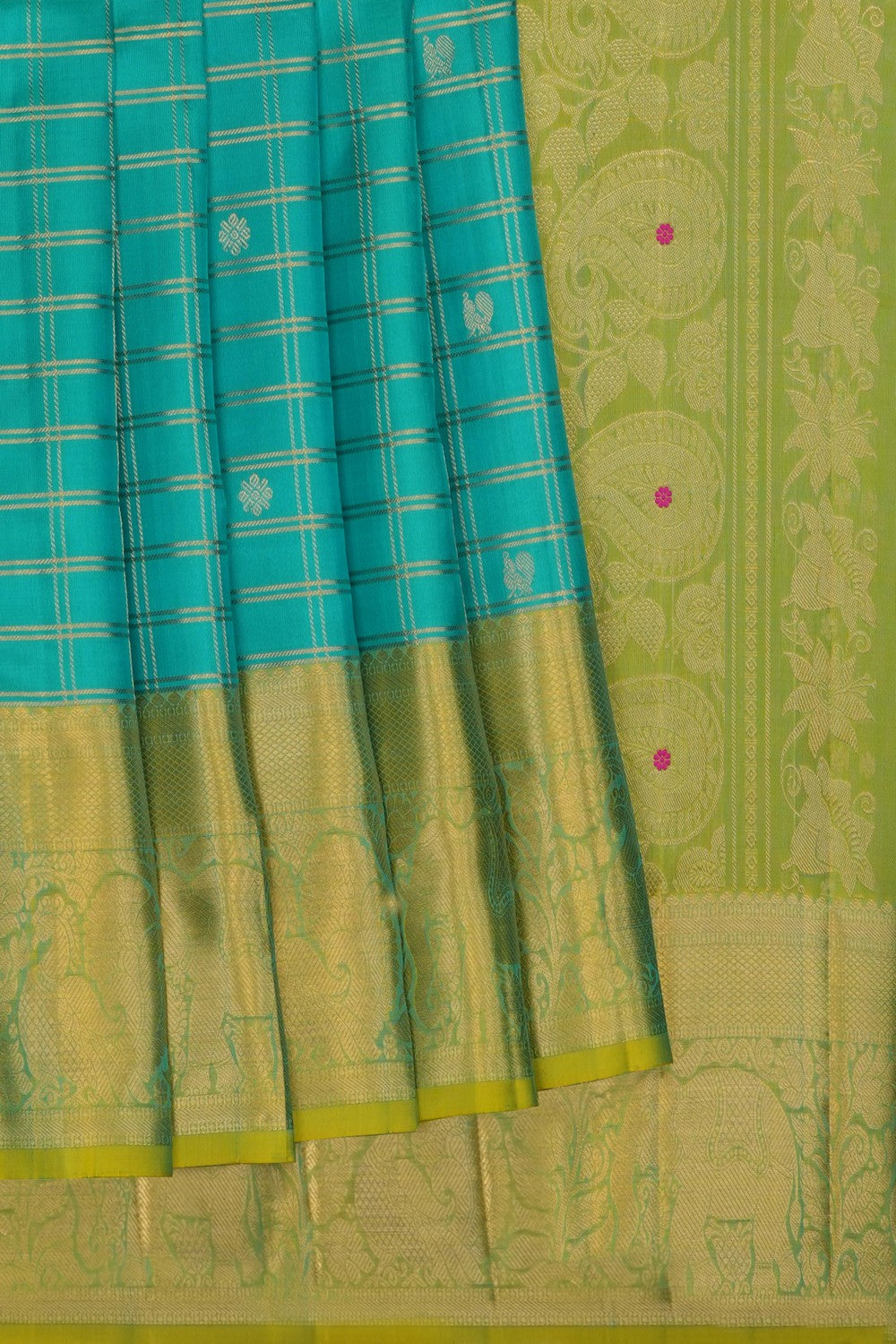 Image of Sea Green Kanchipattu Kattam Saree
