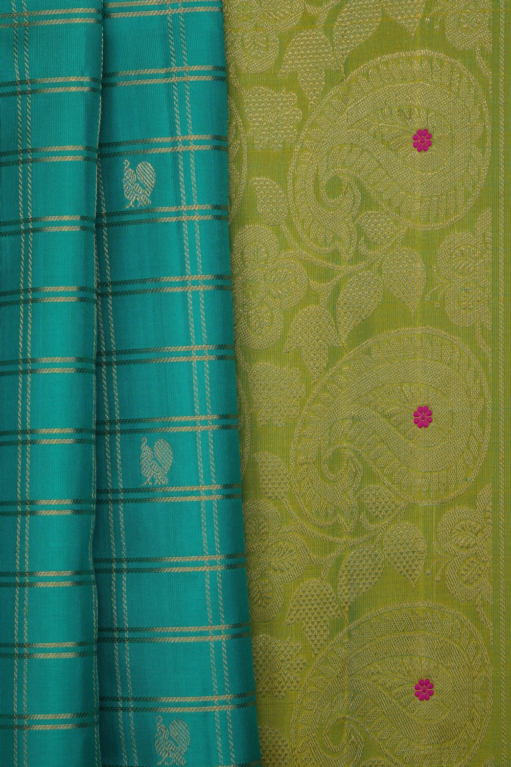 Image of Sea Green Kanchipattu Kattam Saree