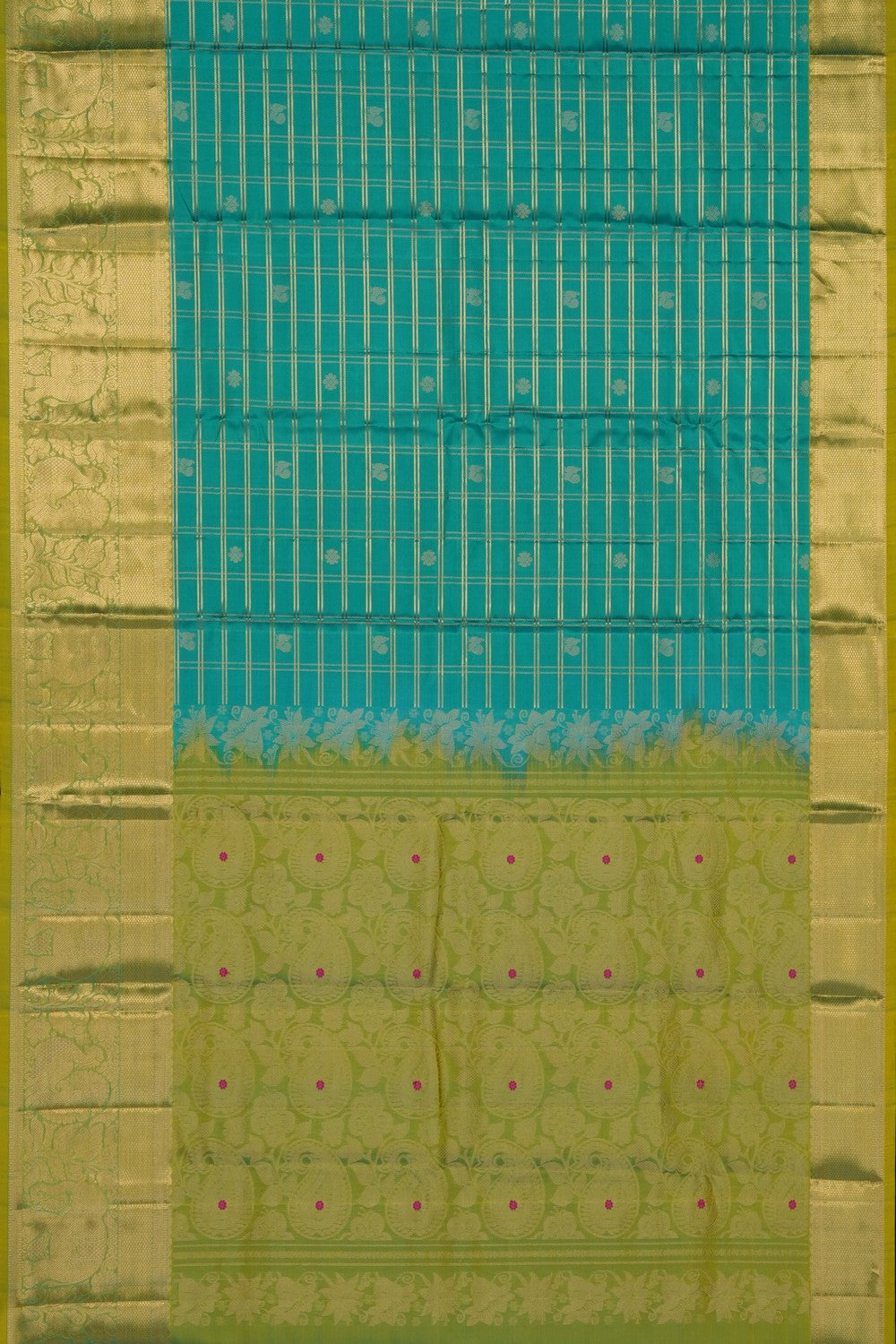 Image of Sea Green Kanchipattu Kattam Saree